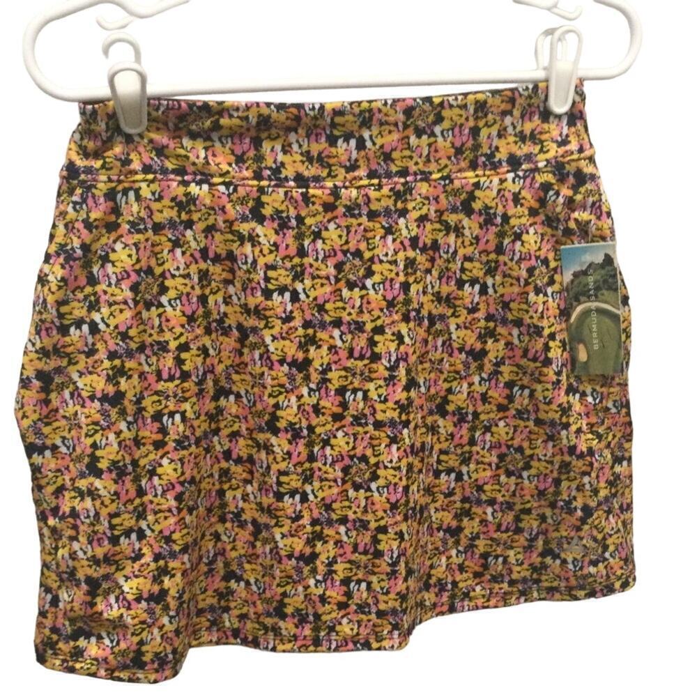 Bermuda sands skort womens XS black‎ floral pleated tennis pickleball golf NEW